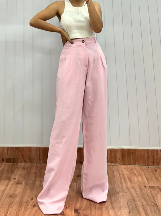 1503-30 Baby Pink Flare Trousers