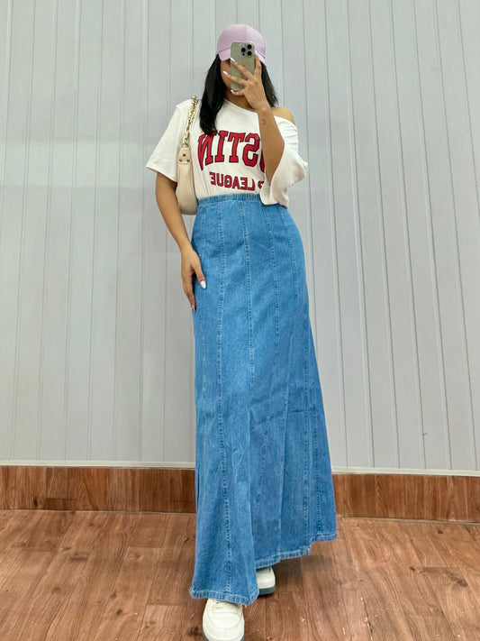 S75-34 Long Denim Skirt