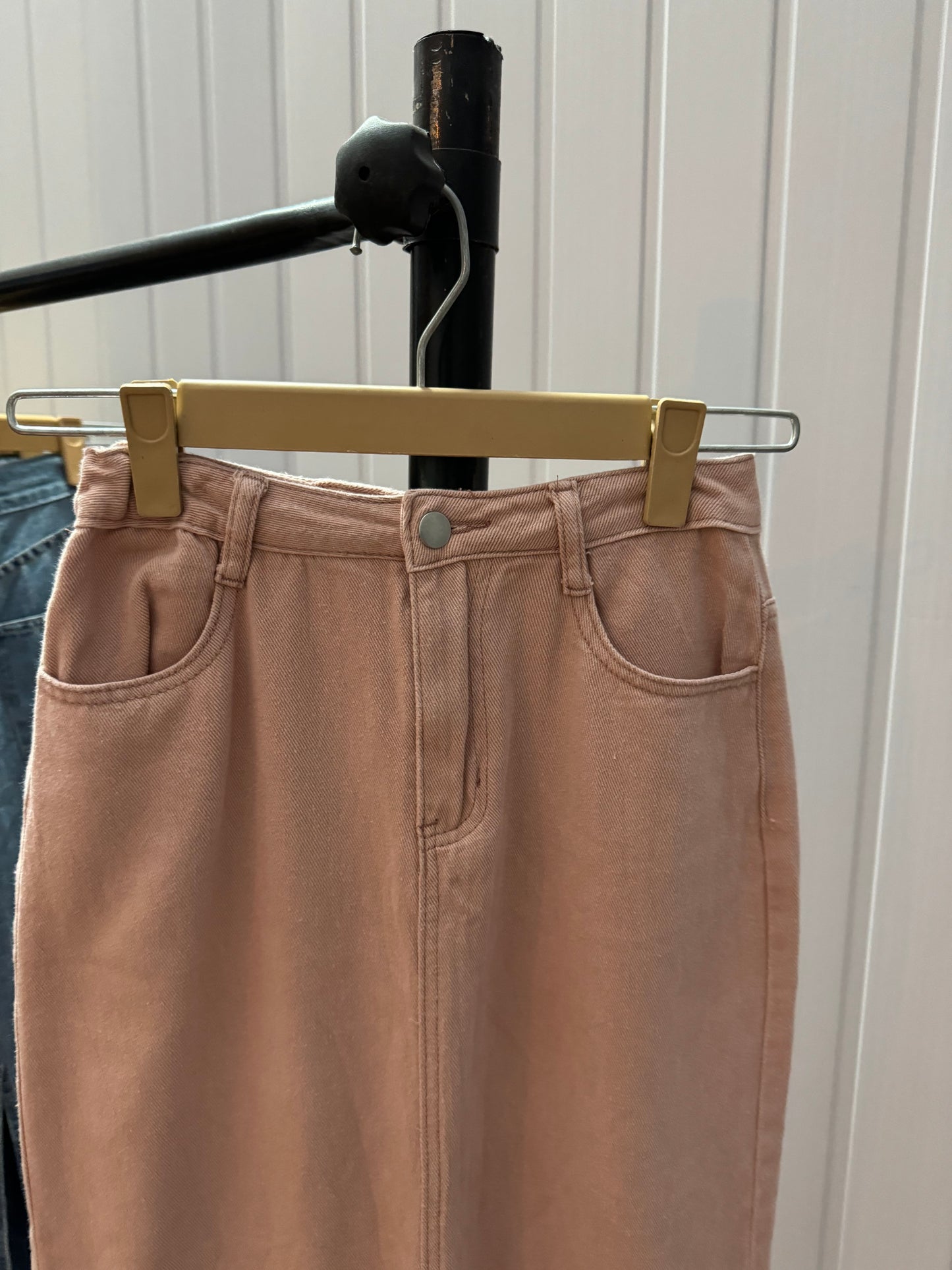 S82- 26 Pink Denim Skirt