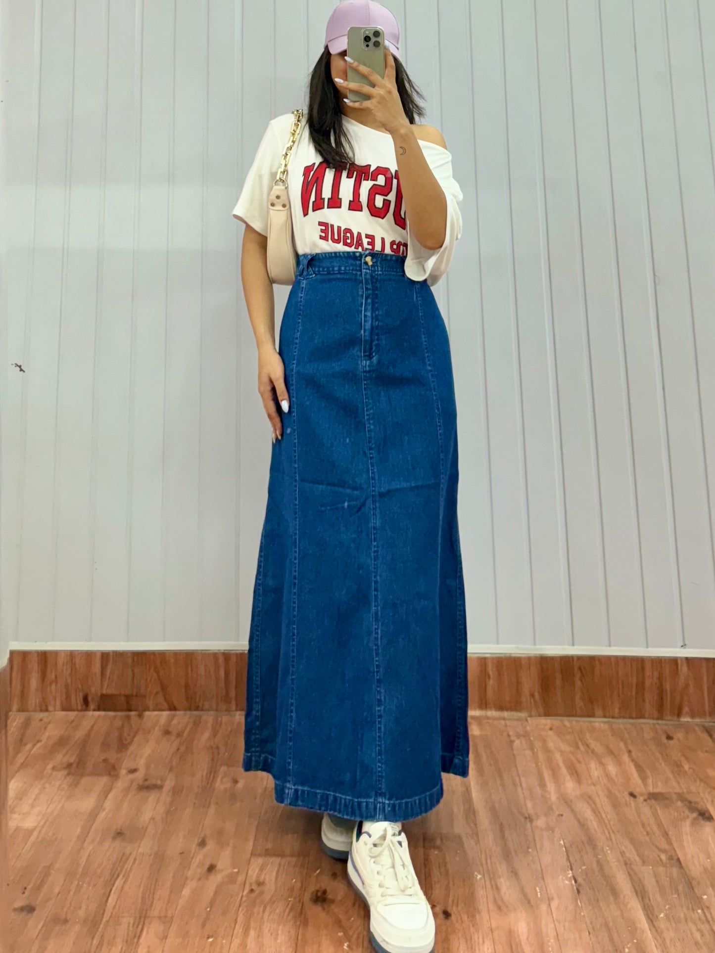 S78-34 Long Denim Skirt