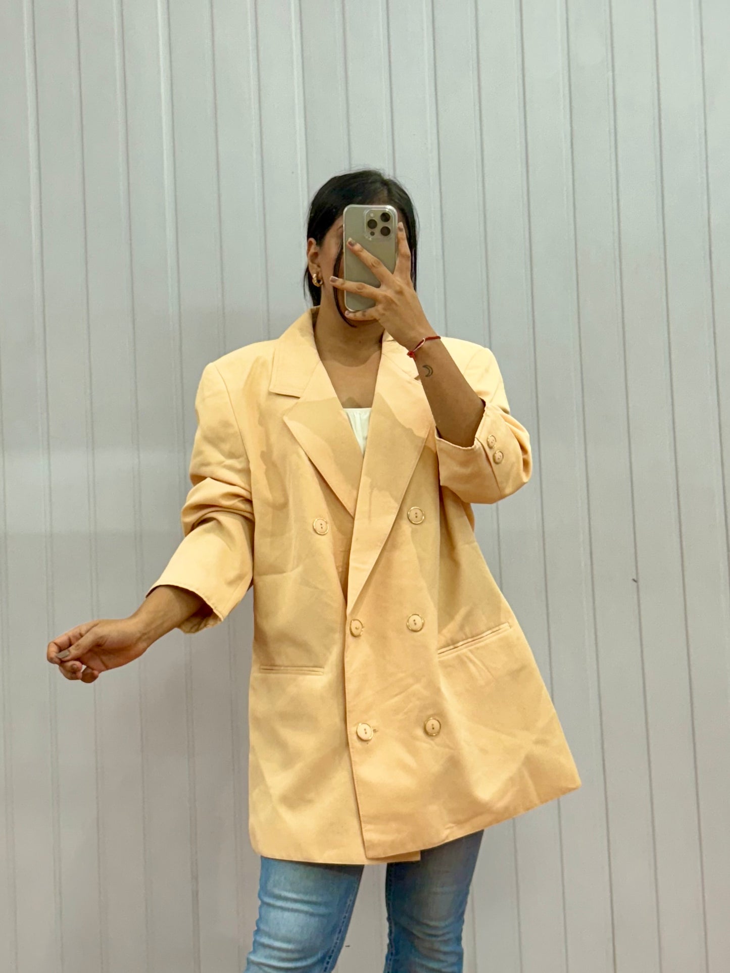 B13-Beige Oversized Blazer