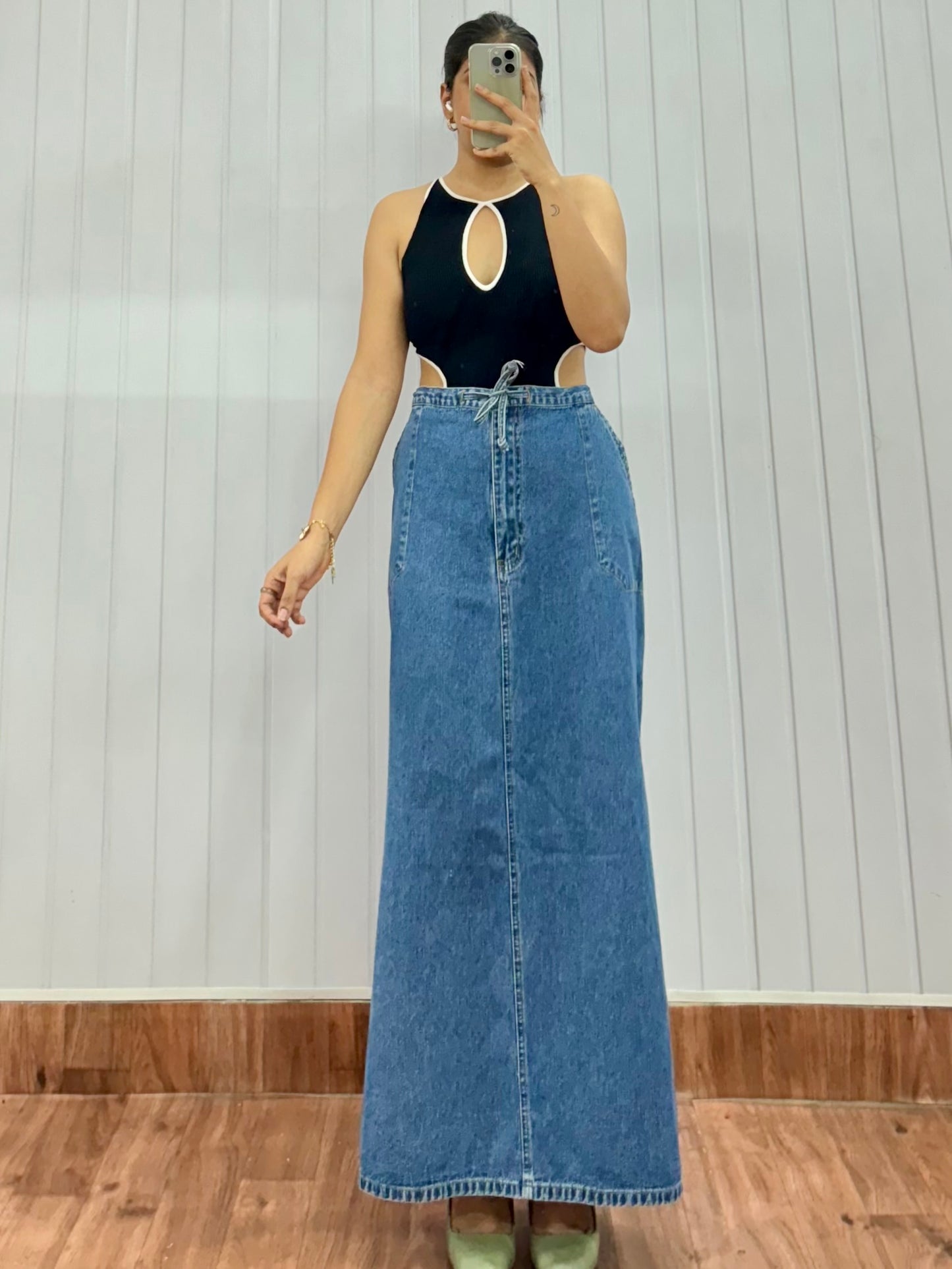 S95-36 Denim Long Skirt