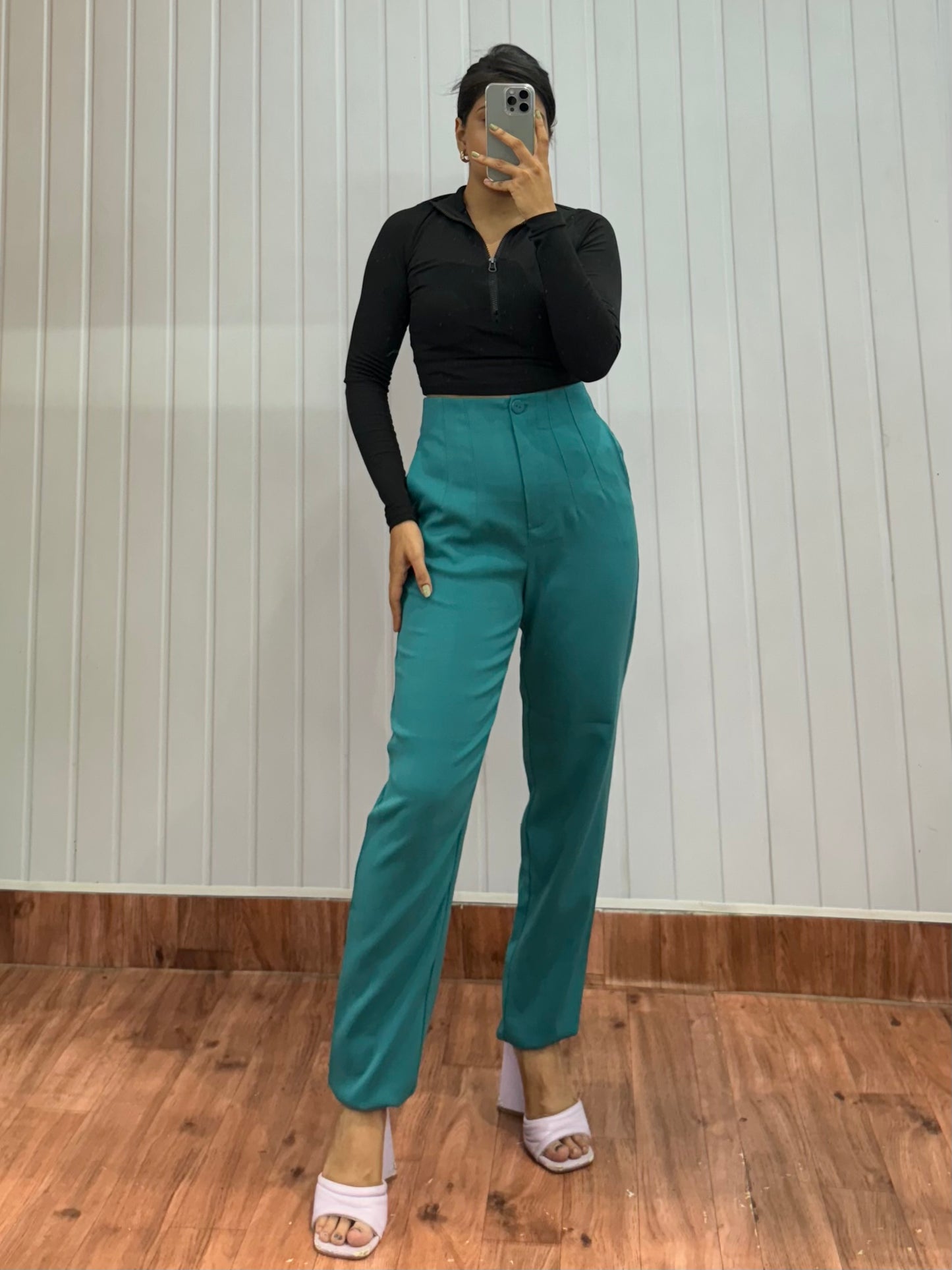 0821-26 Turquoise Tapered Trousers