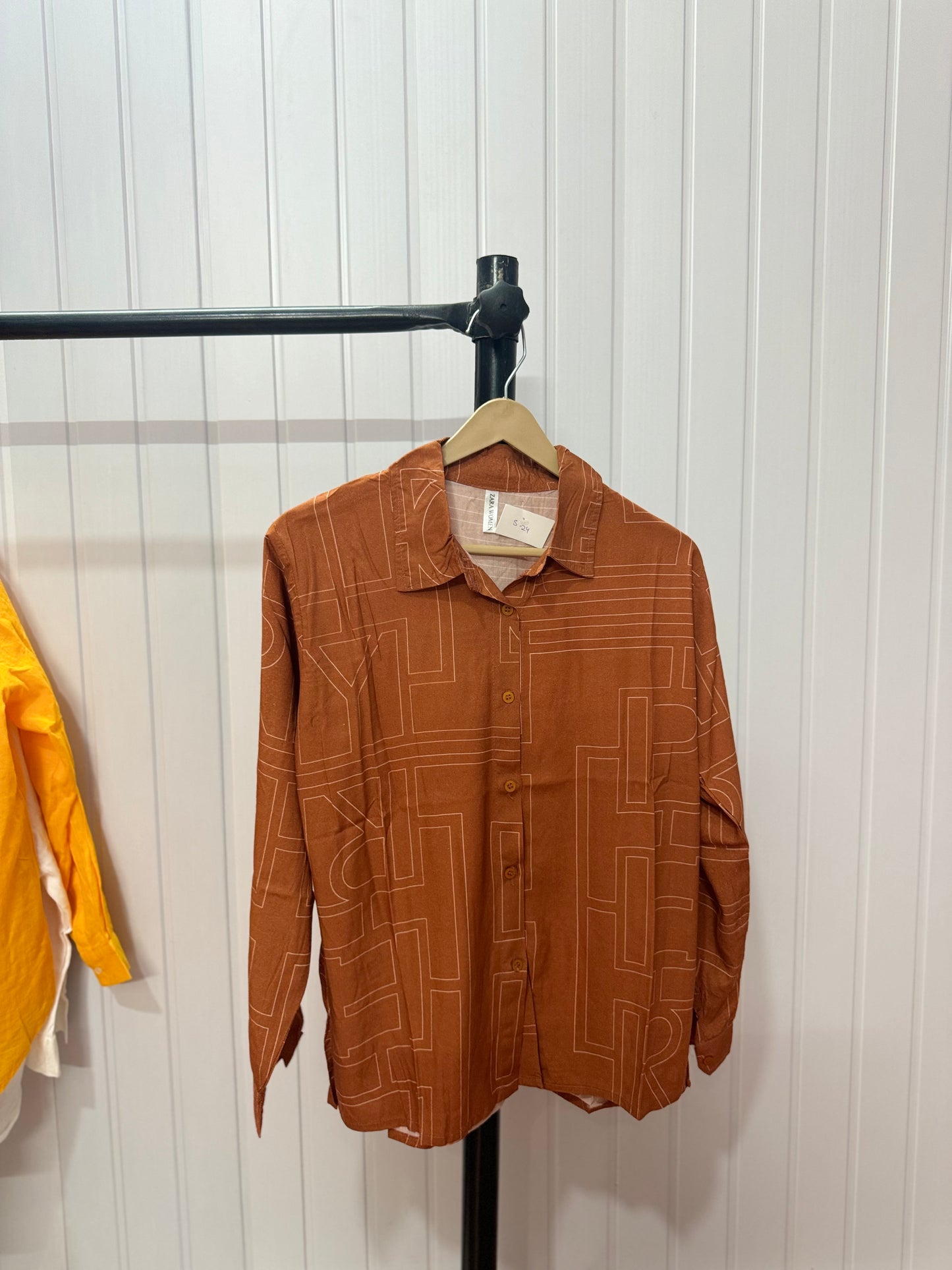 S24-Rust Printed Shirt