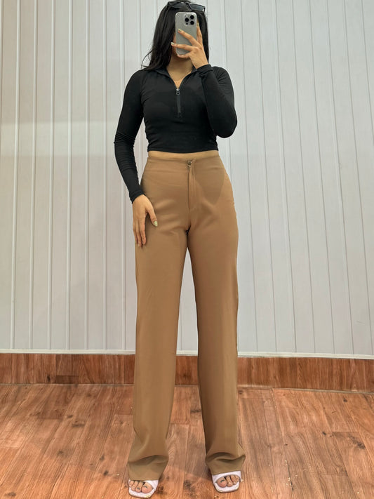 0817-26 Brown Flared Trousers