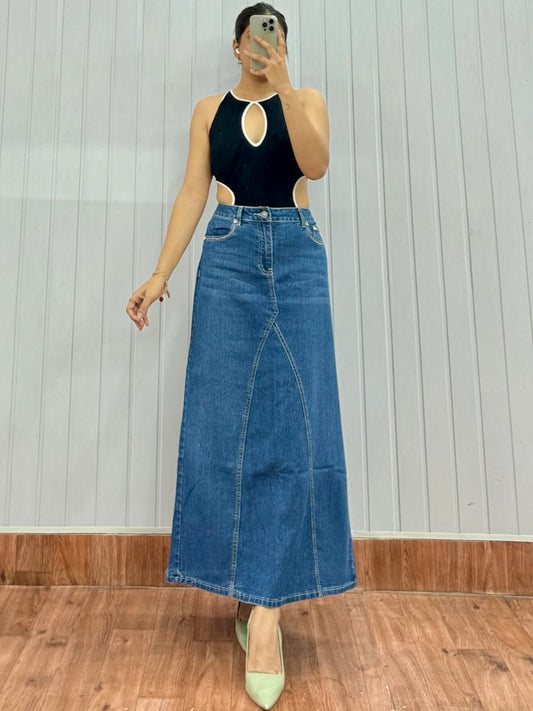 S89-32 Long Denim Skirt