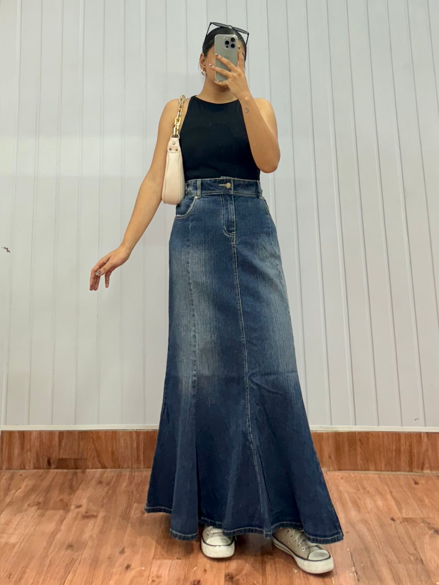 S32-34 Long Denim Skirt