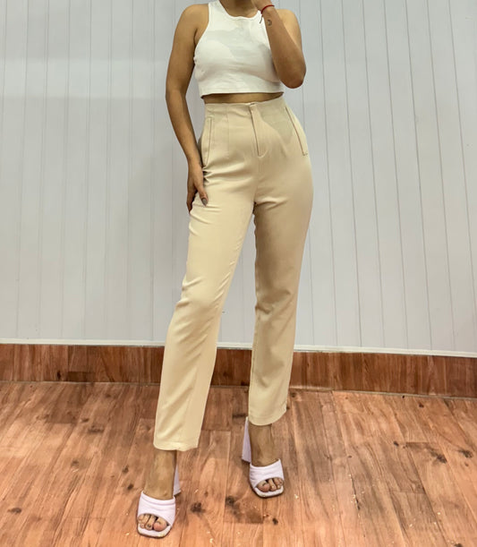 1510-28 Beige Tapered Pants