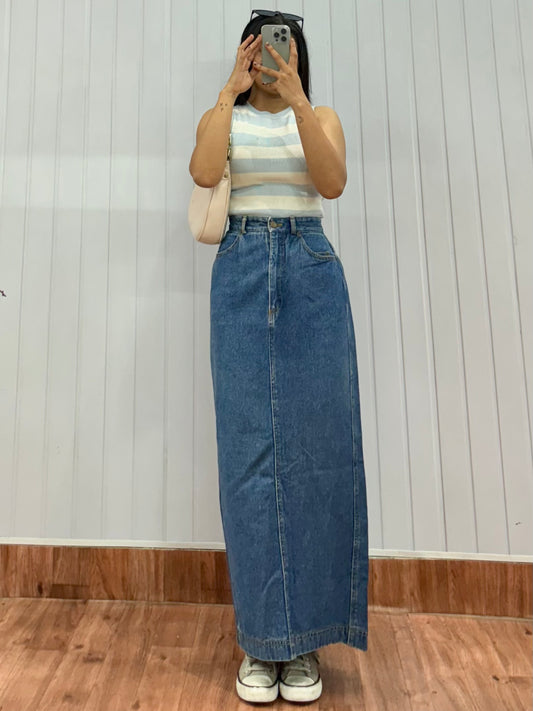 S46-28 Denim Long Skirt