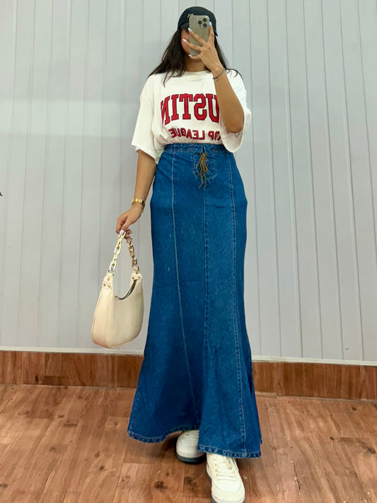 S63-32 Denim long skirt