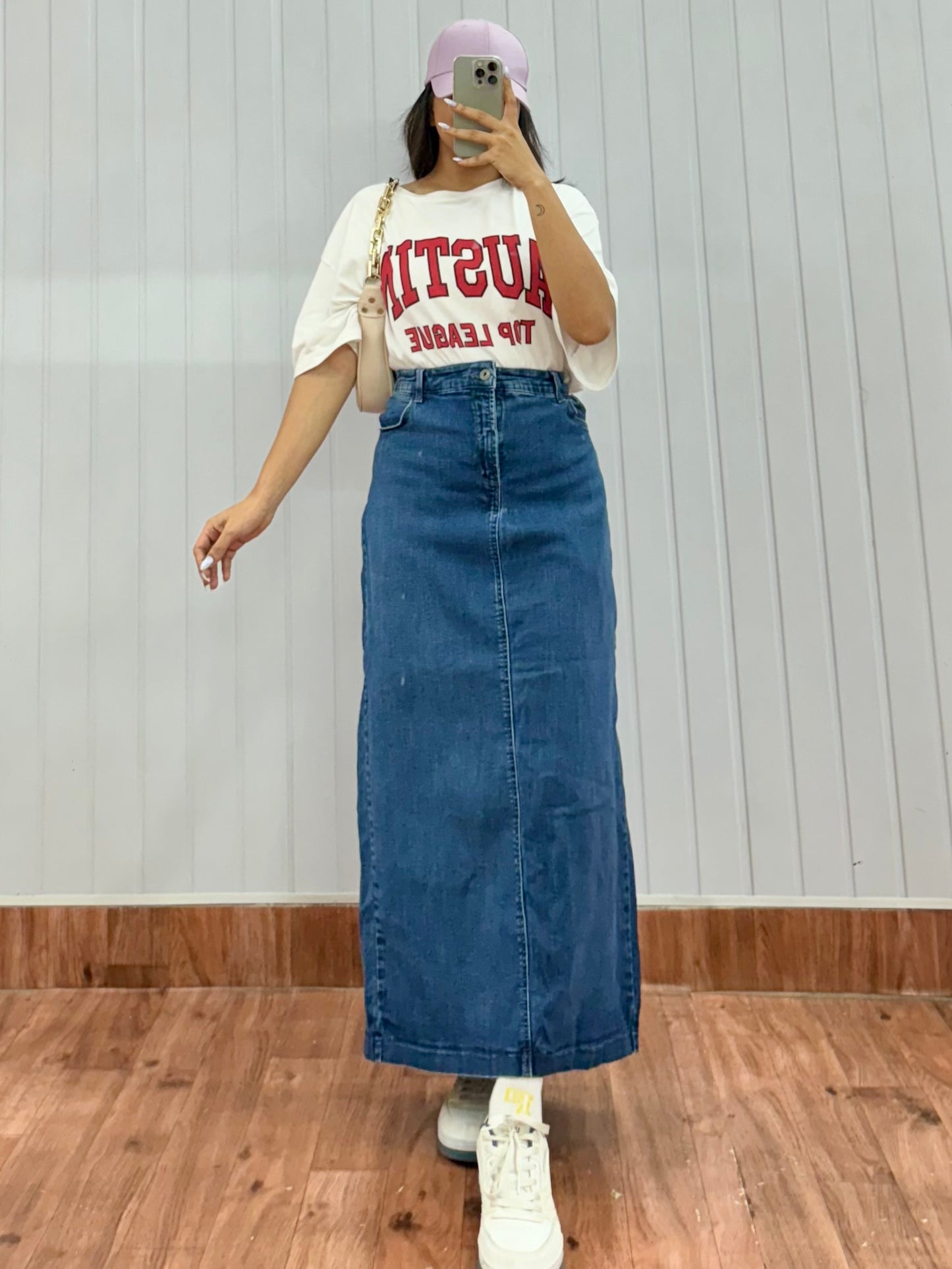 S65- 36 Long Denim Skirt