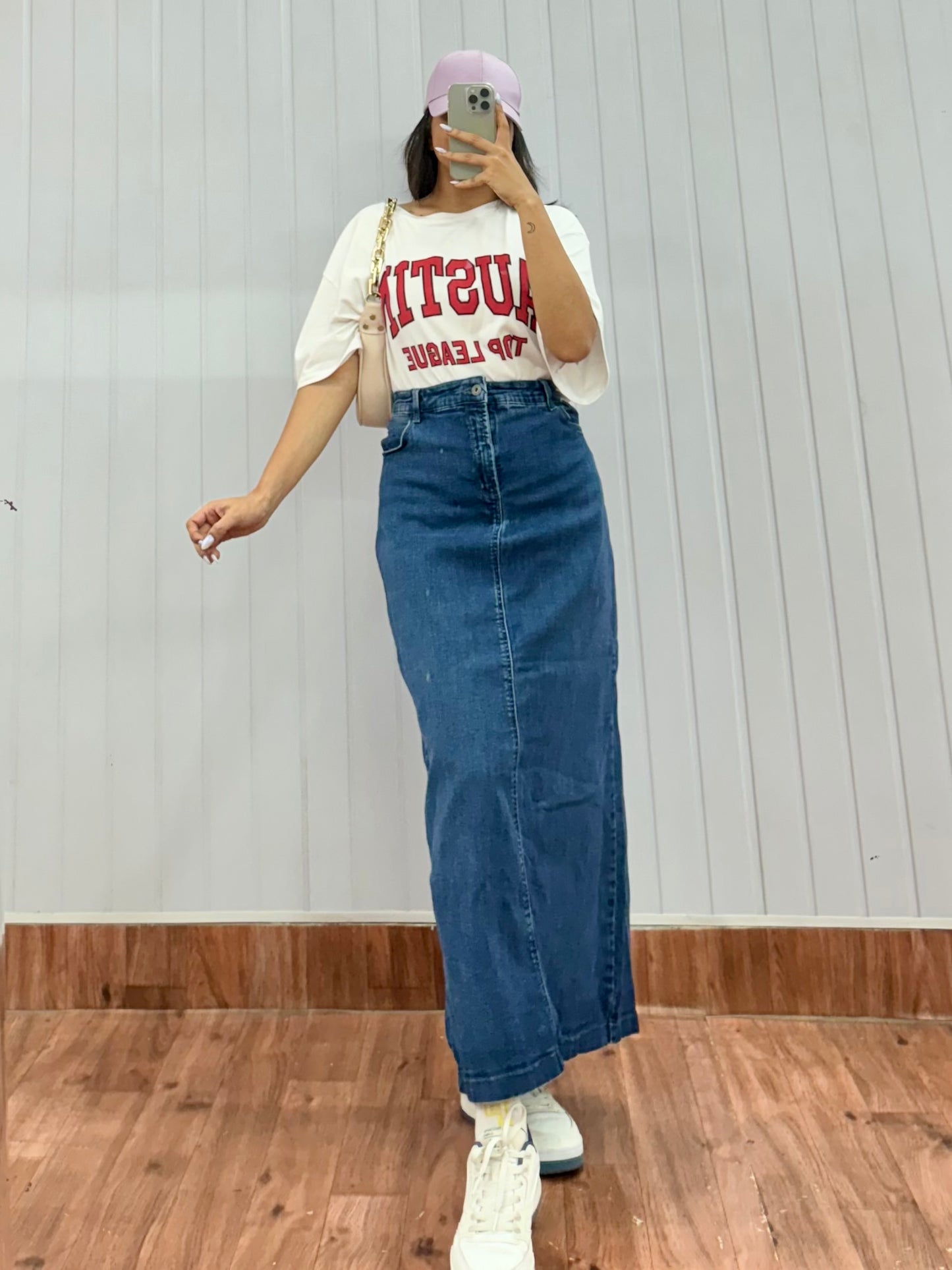 S65- 36 Long Denim Skirt