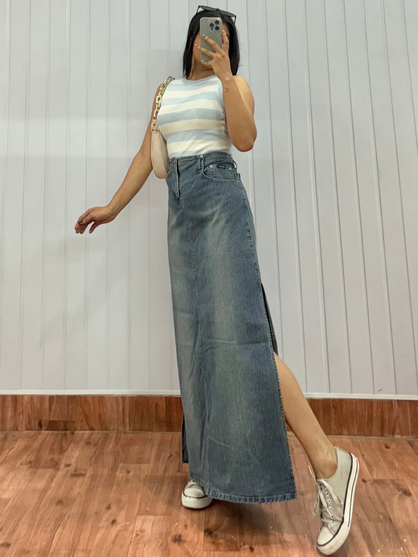 S51-30 Side slits denim skirt