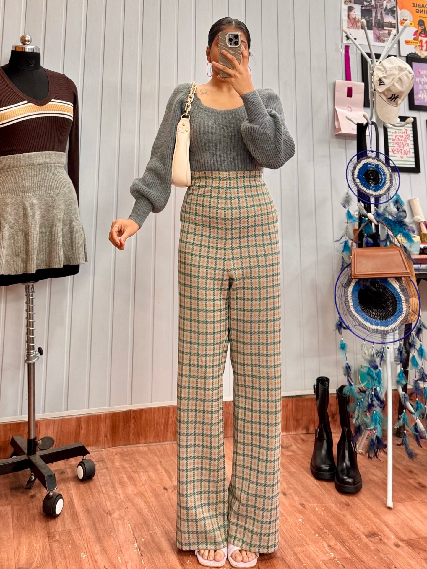 3128-36 Gingham Warm Pants