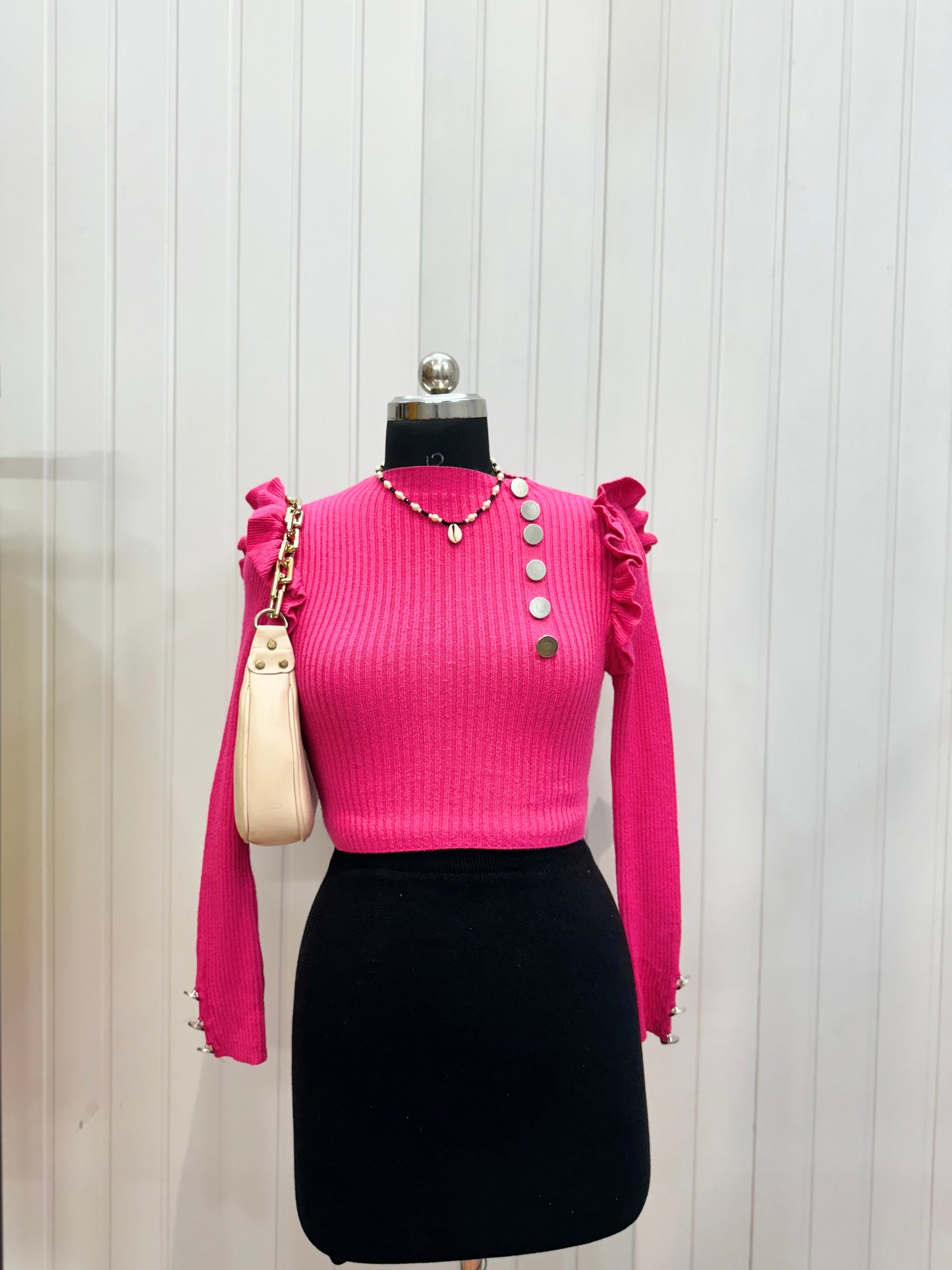 ST28-Pink Ribbed Top