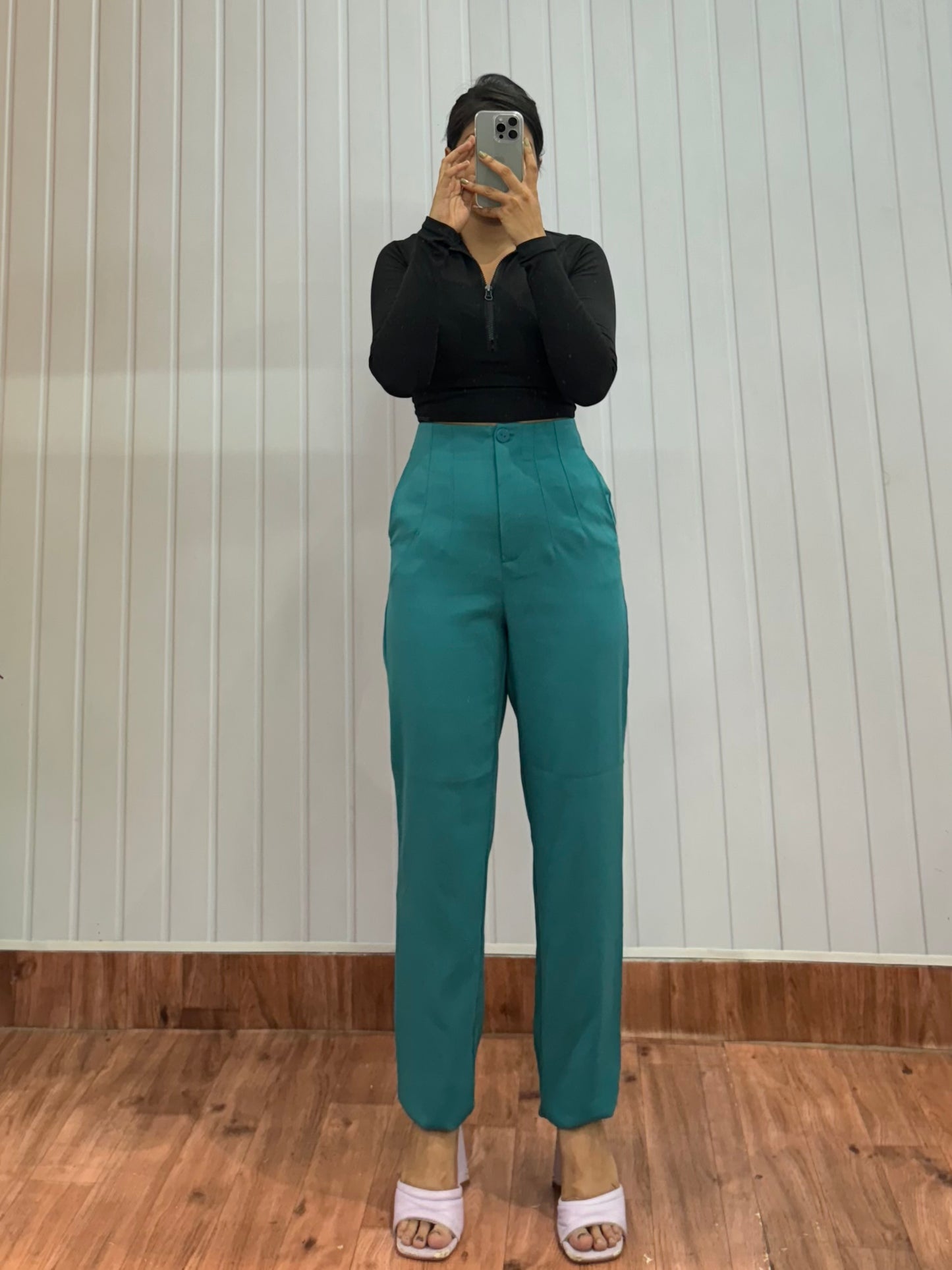 0821-26 Turquoise Tapered Trousers