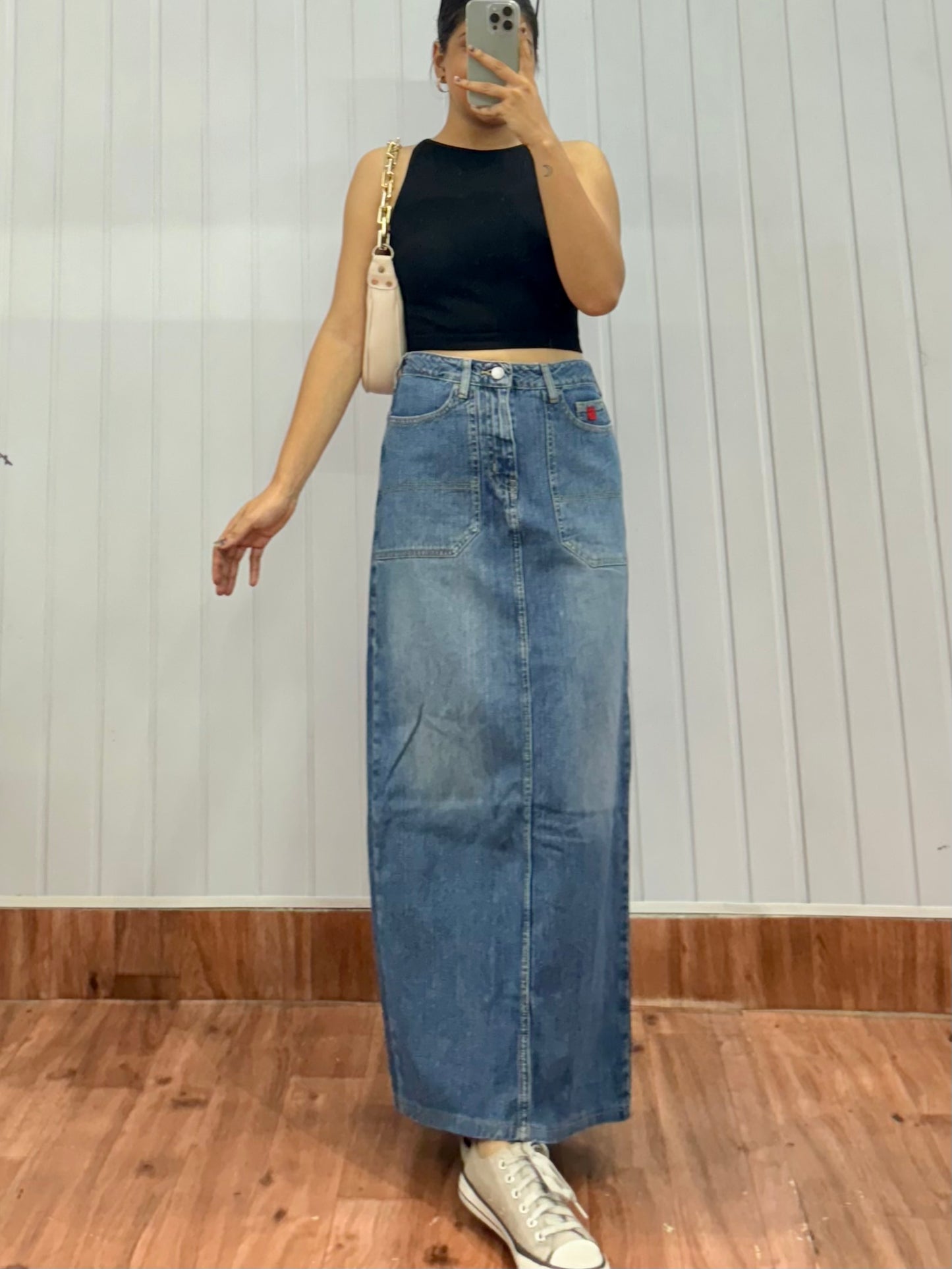 S40-28 Denim Long Skirt