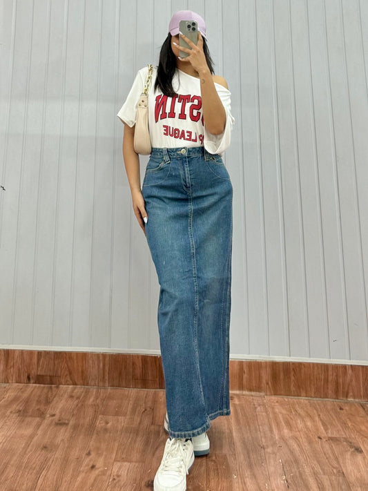 S72-28-30 Long Denim Skirt