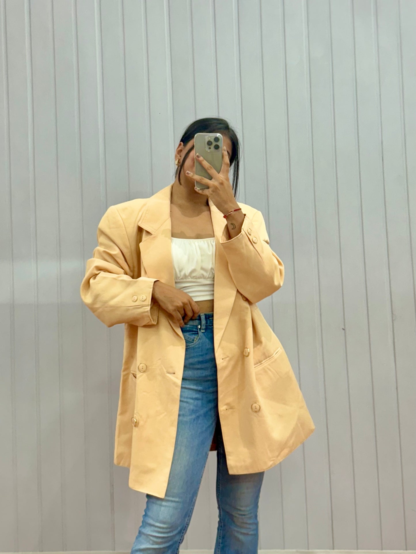 B13-Beige Oversized Blazer