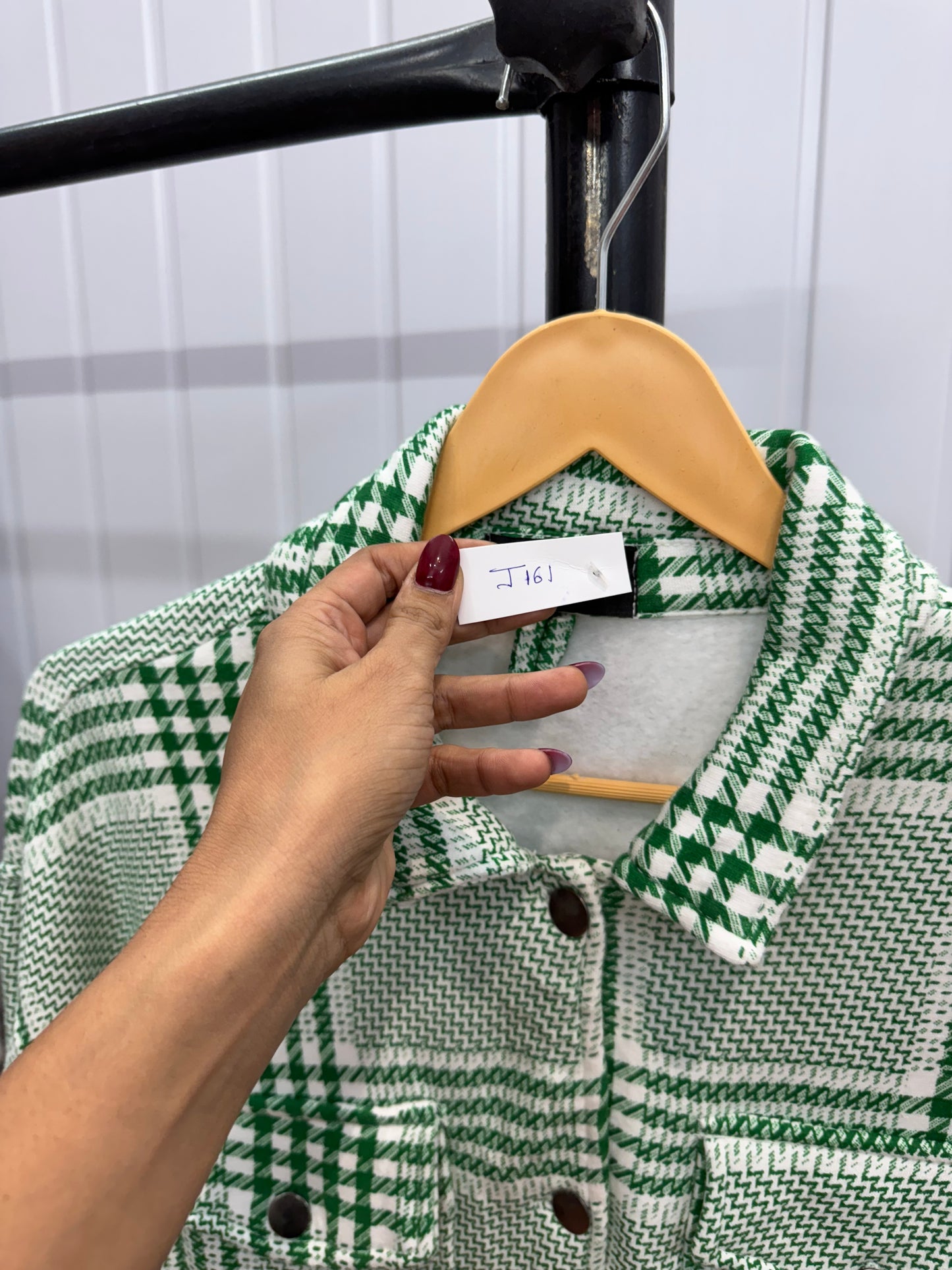 J161-Green Gingham Shacket