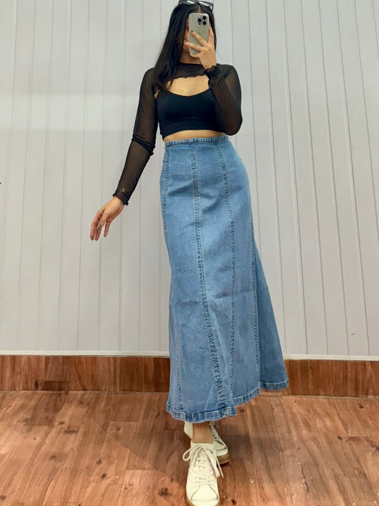 S04-30 Denim Long Skirt