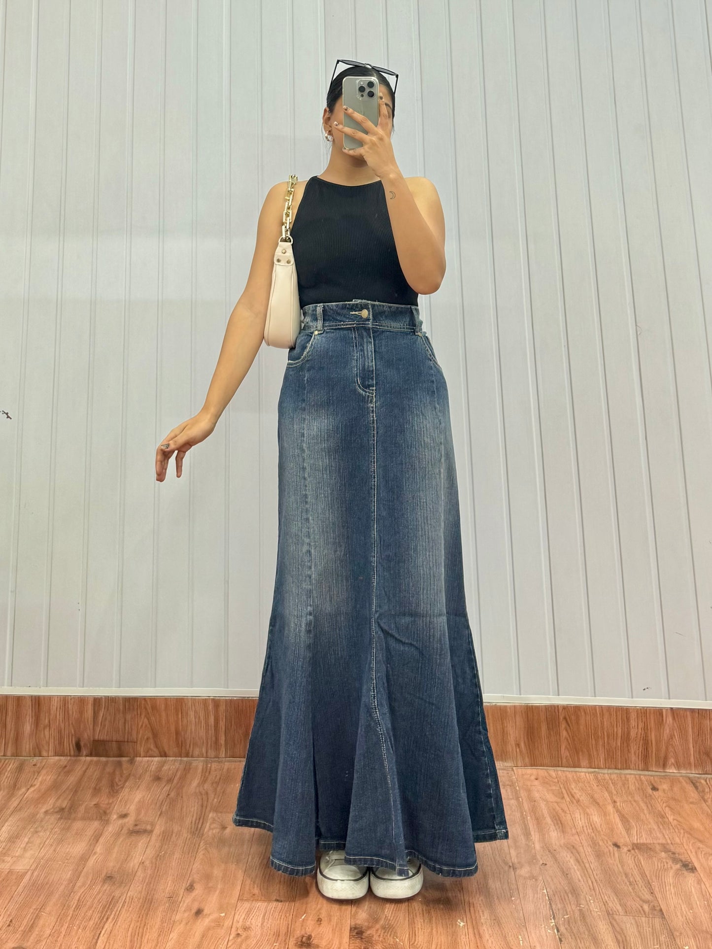 S32-34 Long Denim Skirt