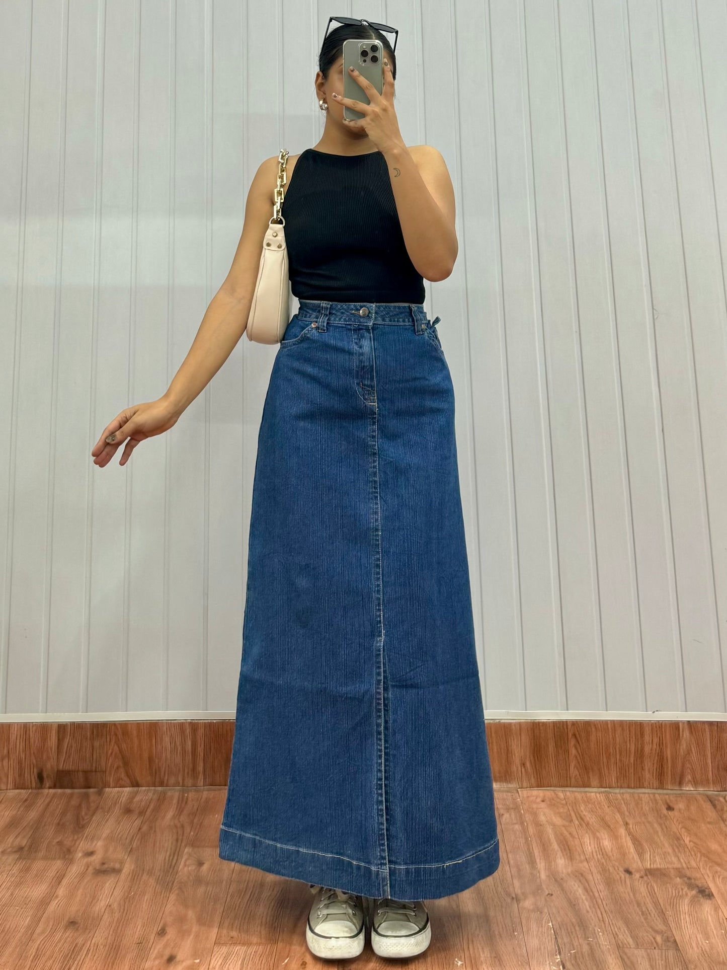 S35-32 Denim Long Skirt