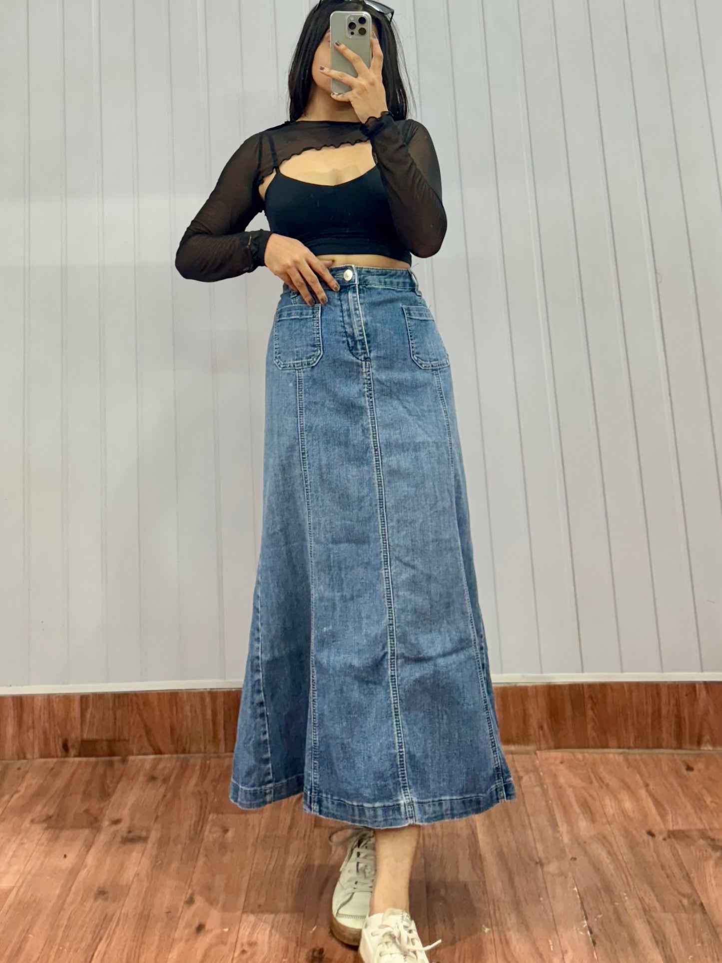 S24-34 Long Denim Skirt