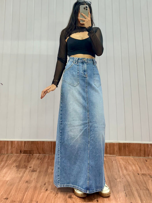 S05-32 Denim Long Skirt