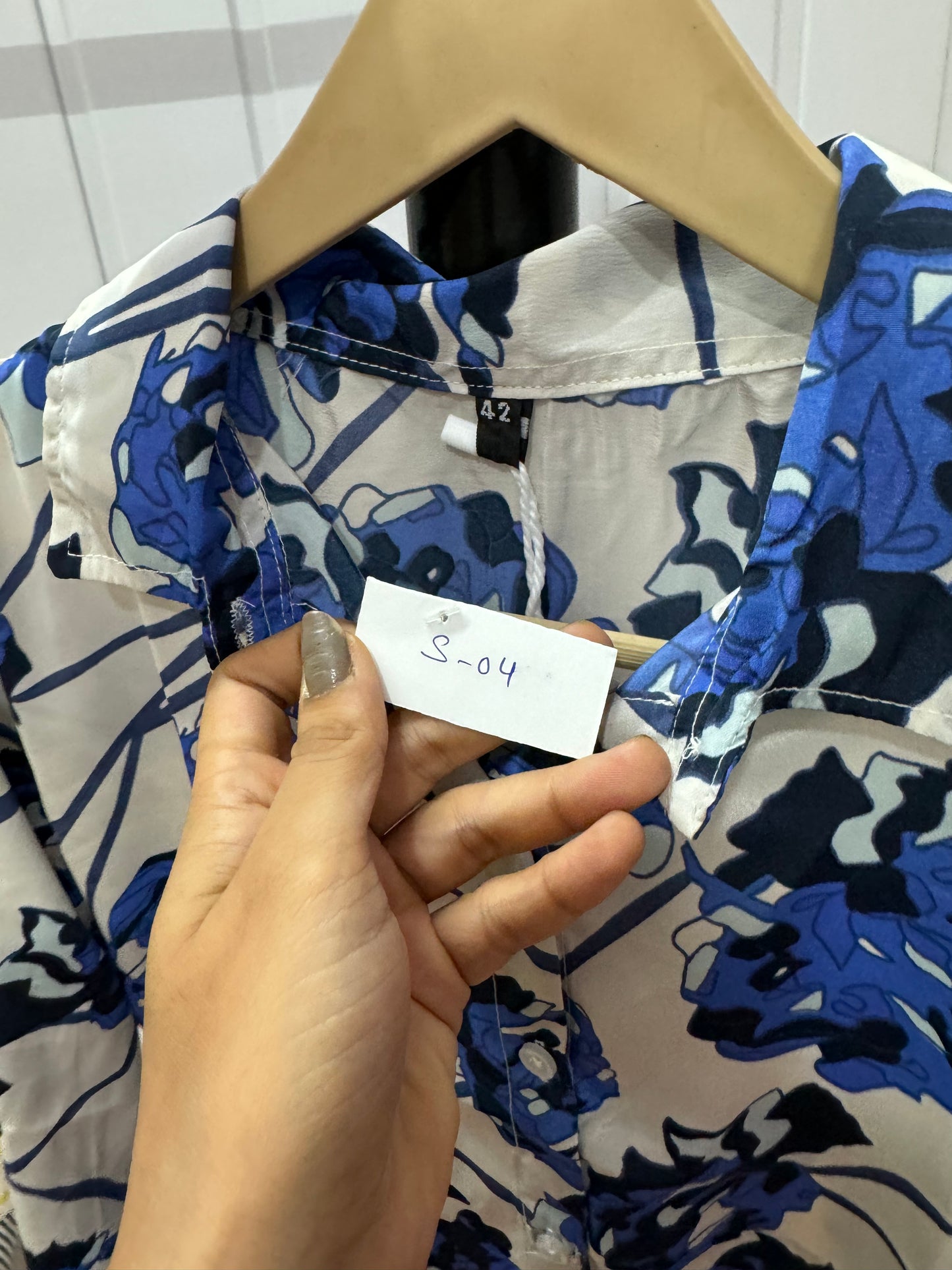 S04-Blue Floral Print Shirt