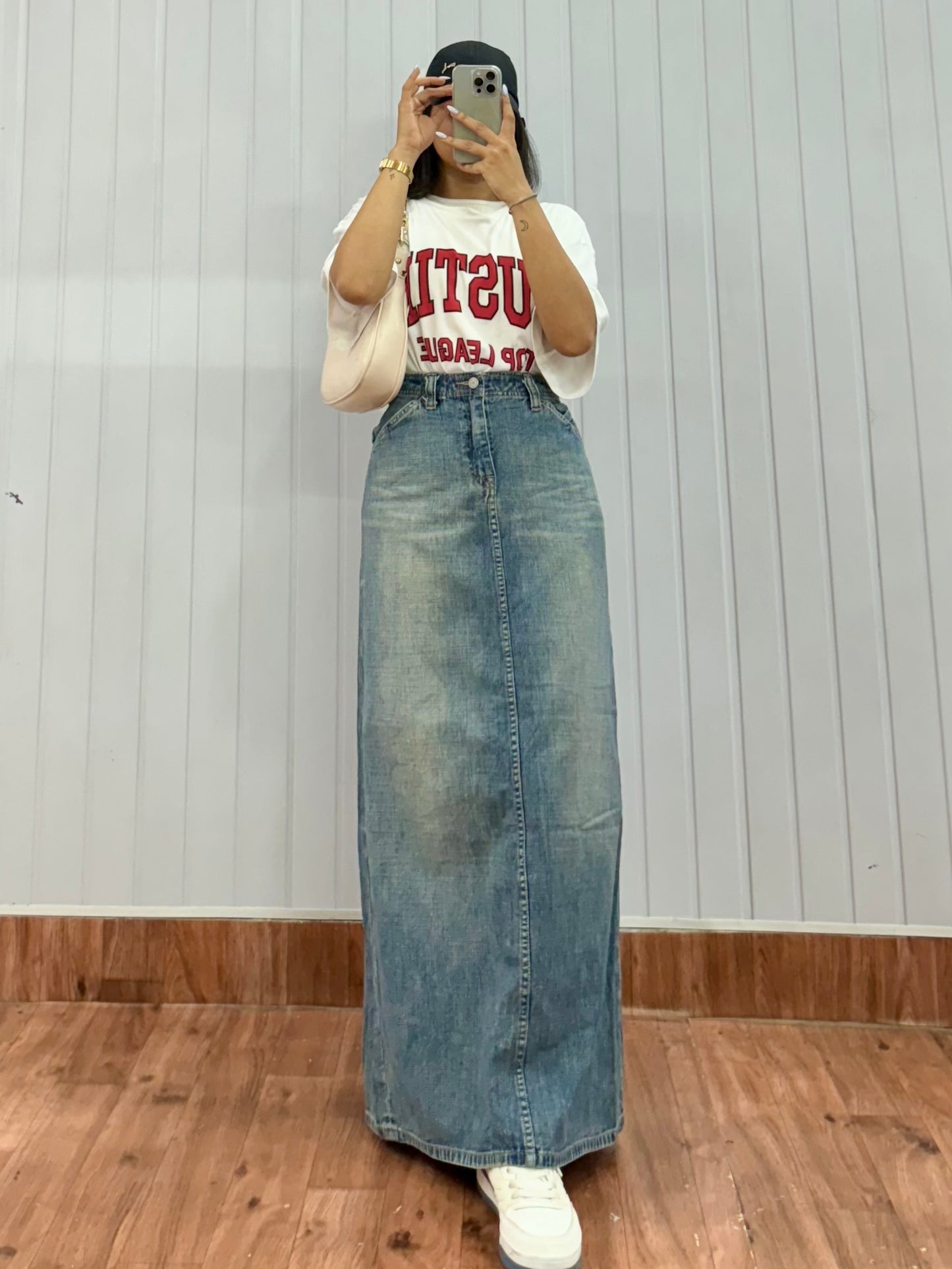 S50-32 Long Denim Skirt