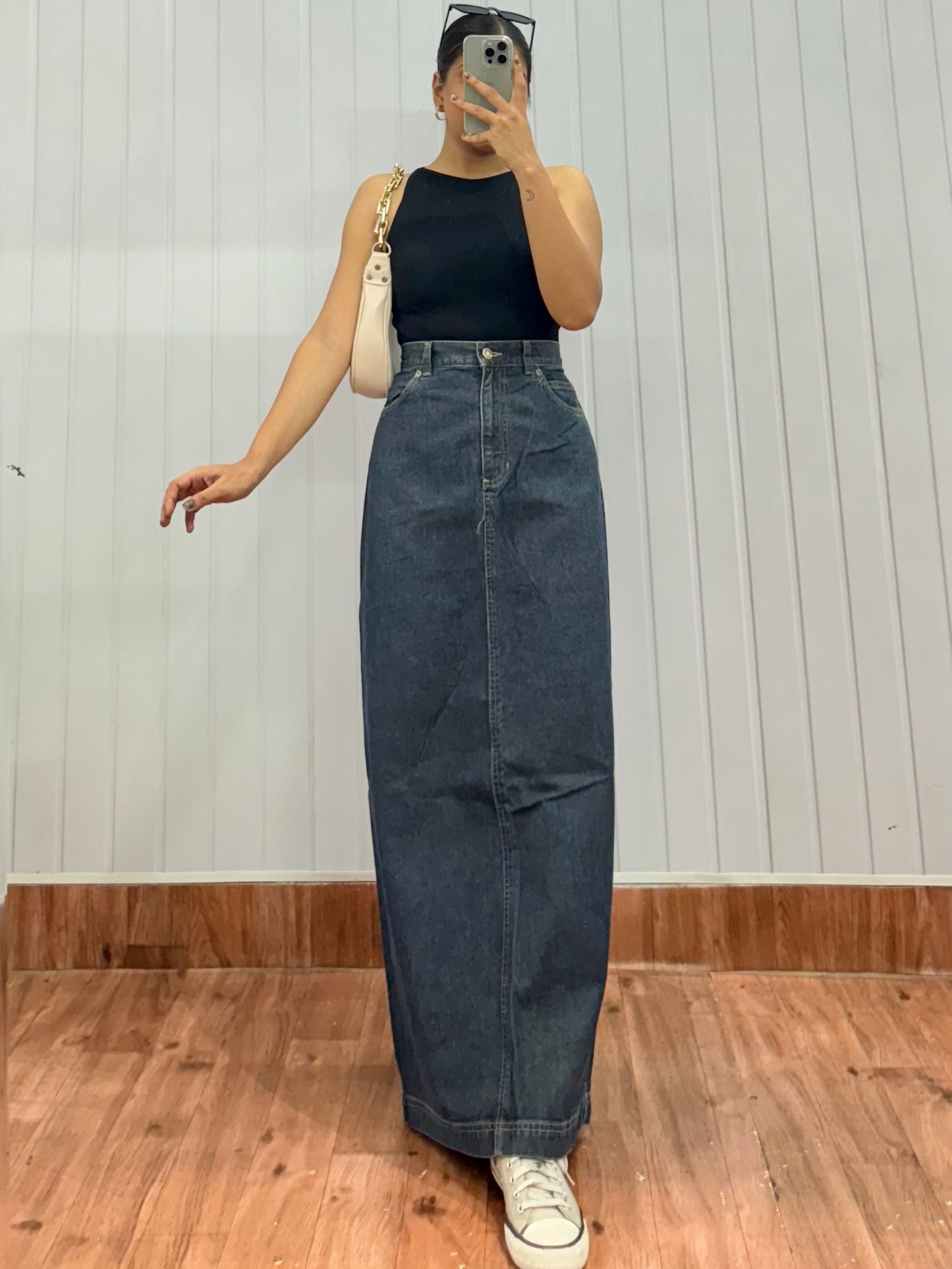 S28-32 Denim Long Skirt