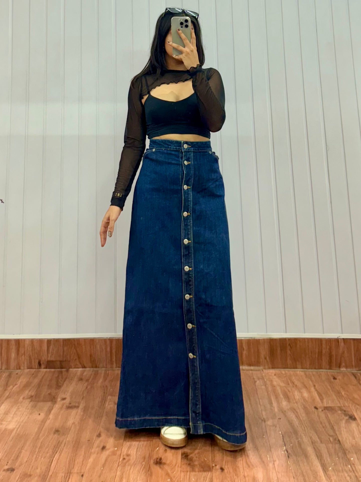 S20-34 Long Denim Skirt