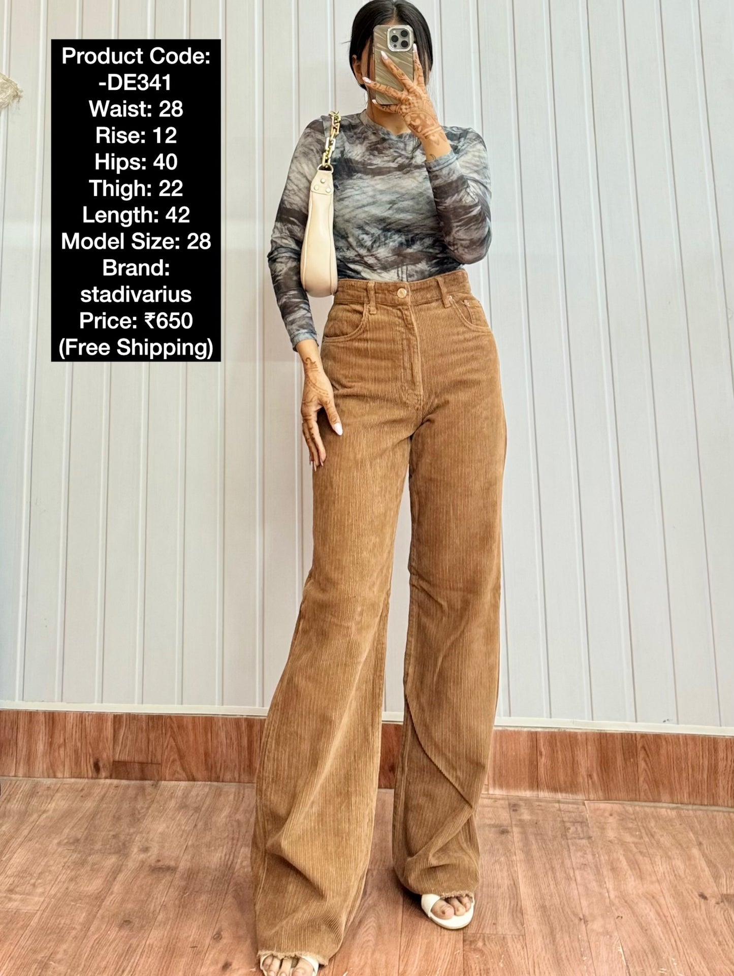 DE341-28 Brown Corduroy Pants