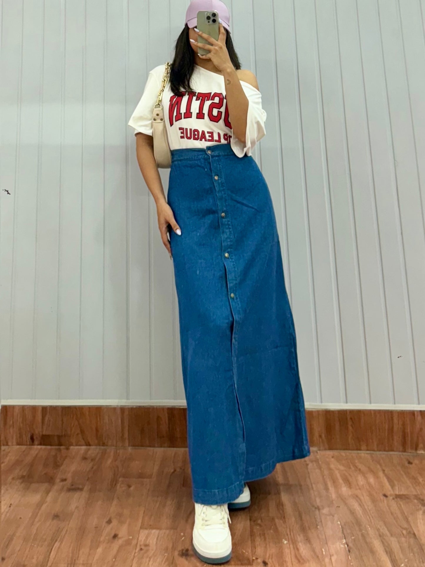 S76-34 Buttoned Long Skirt