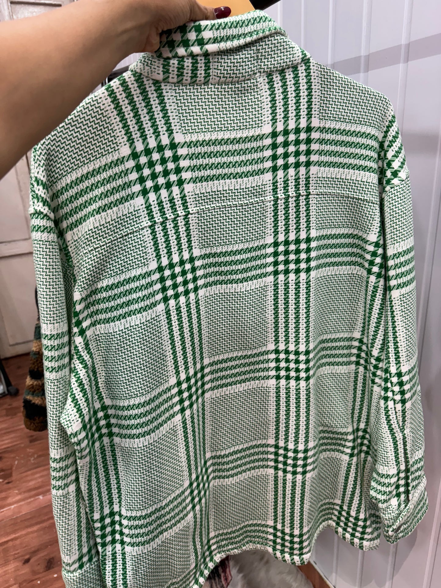 J161-Green Gingham Shacket