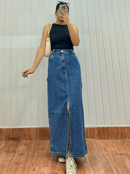 S41-32 Long Denim Skirt