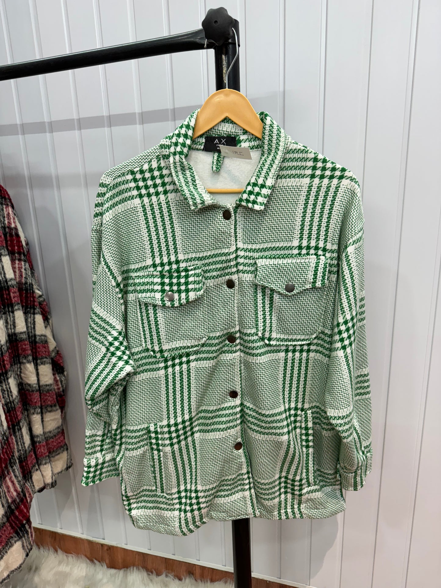 J161-Green Gingham Shacket