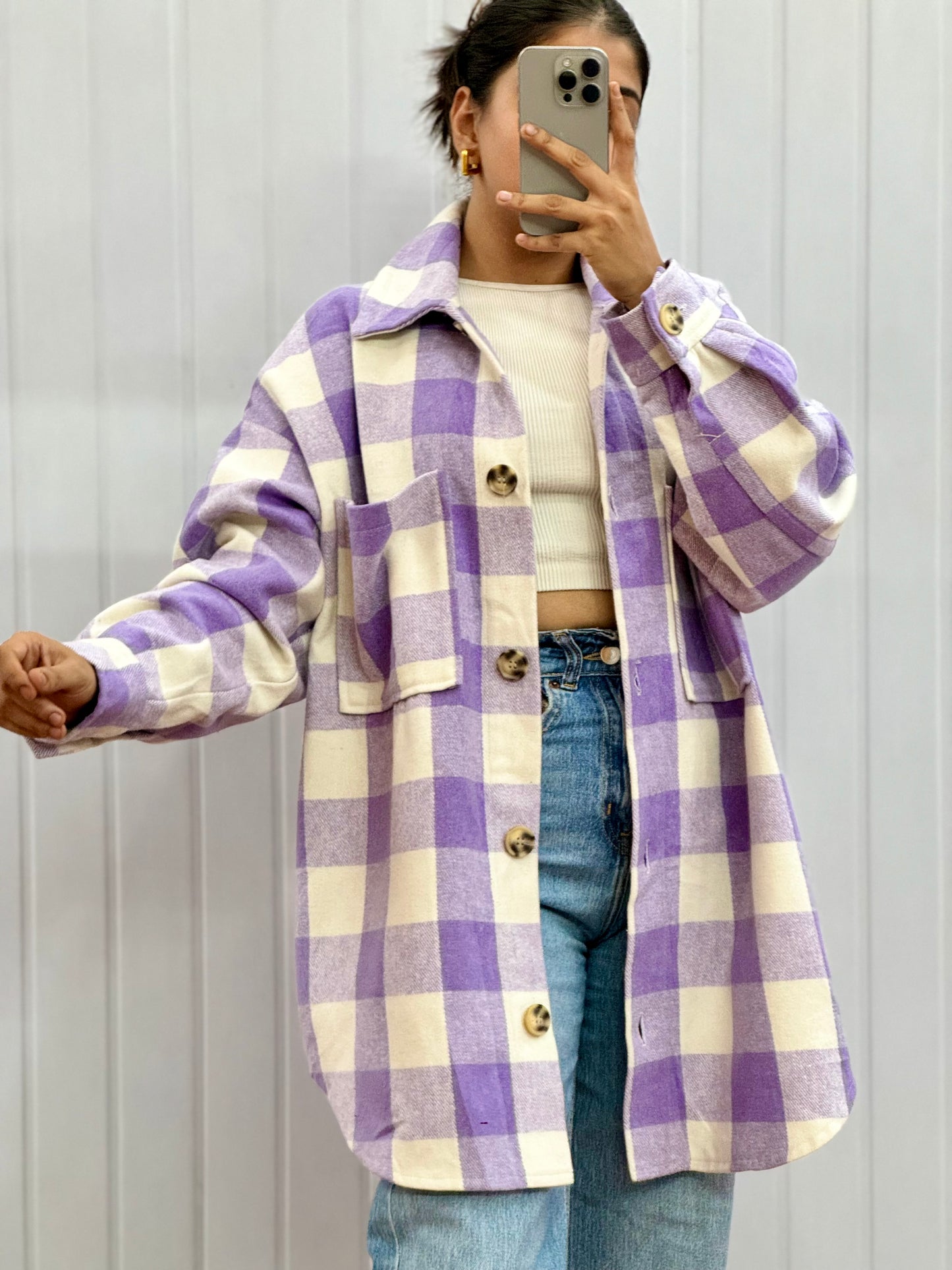 J141-Trench Lavender Shacket