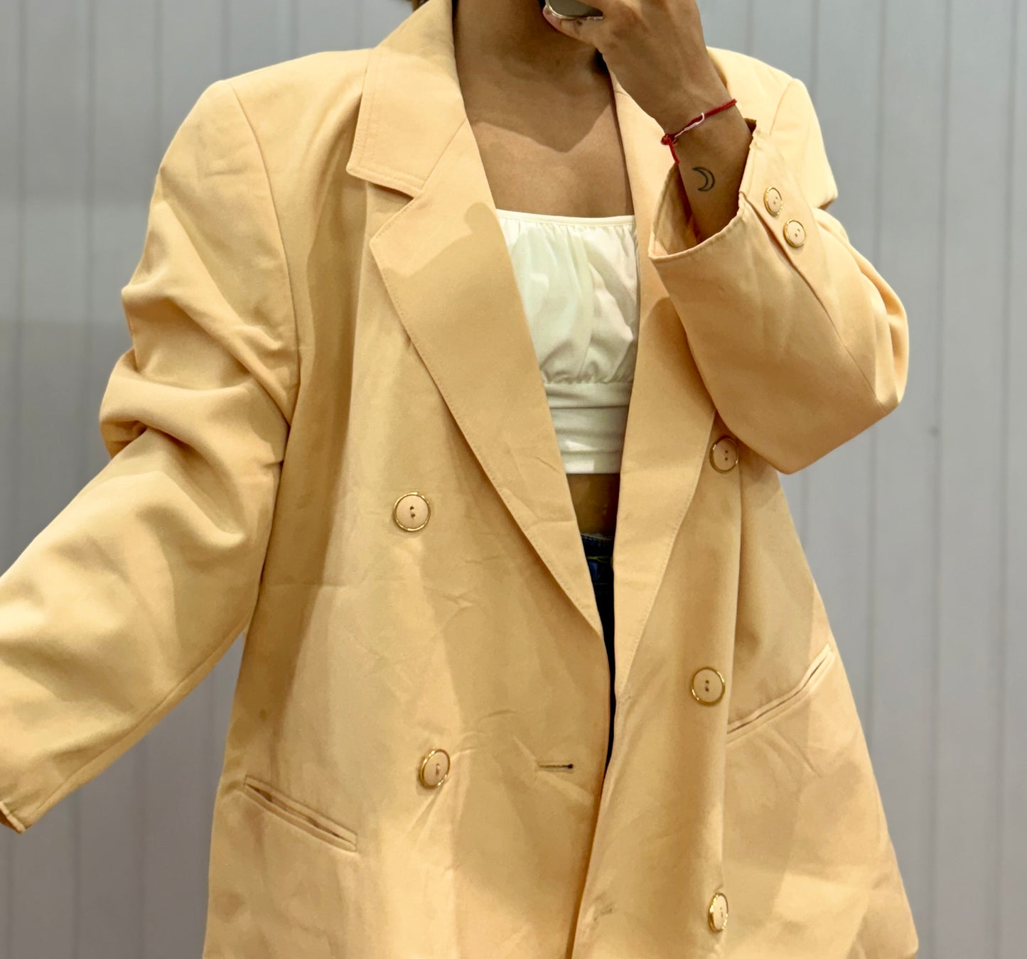 B13-Beige Oversized Blazer