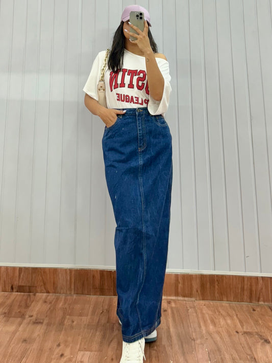 S74-28 Long Denim Skirt