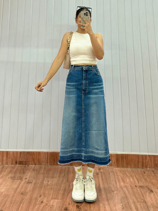 S100-34 Denim Long Skirt