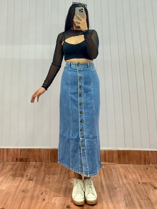 S09-26 Buttoned long Skirt