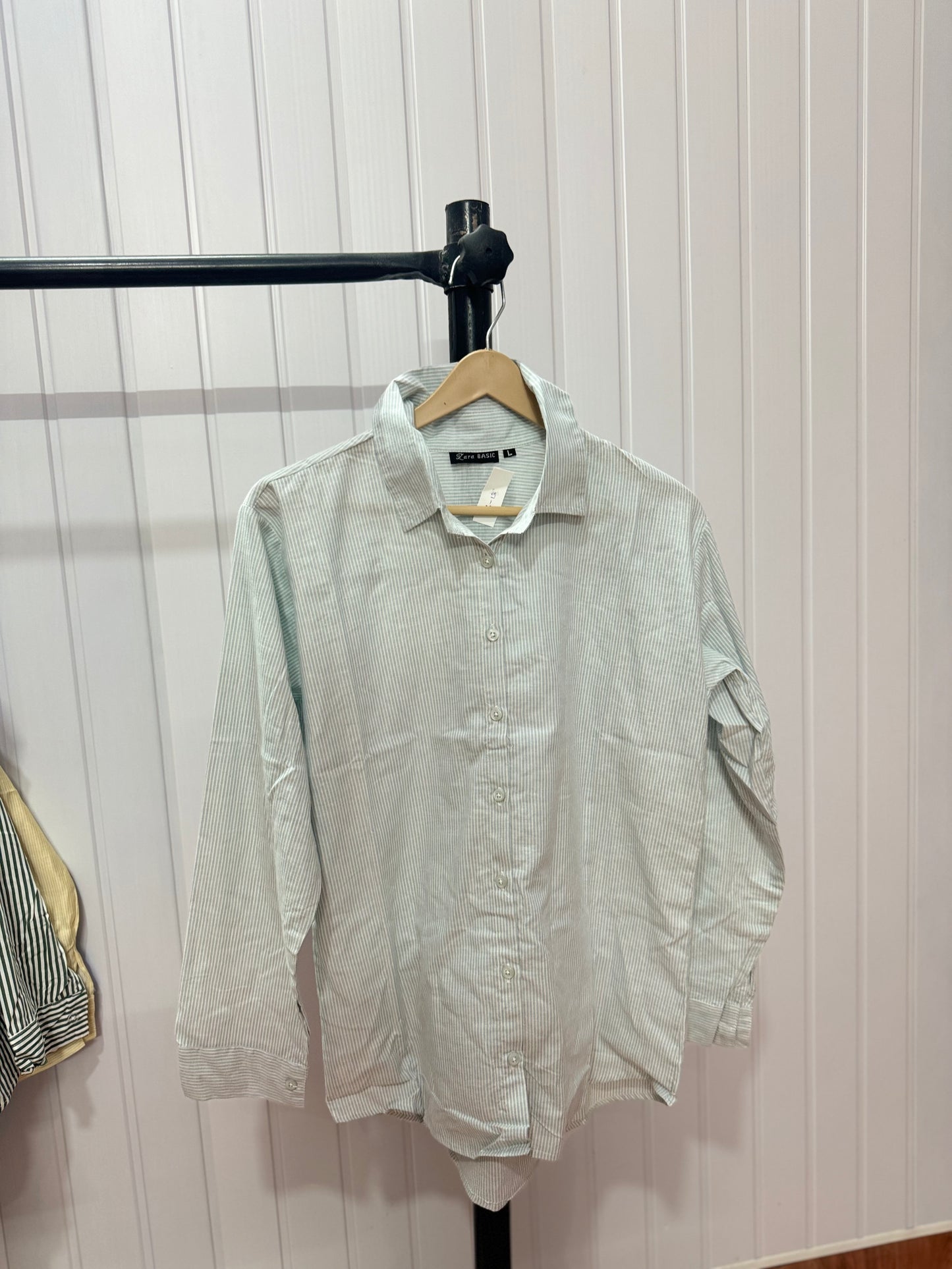 S13-Light green Stripe shirt