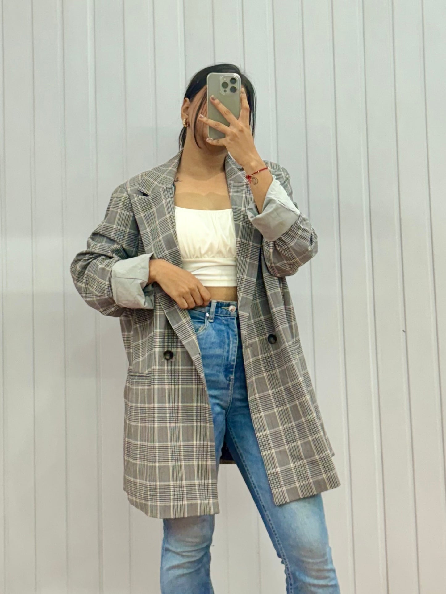 B23-Checkered Blazer