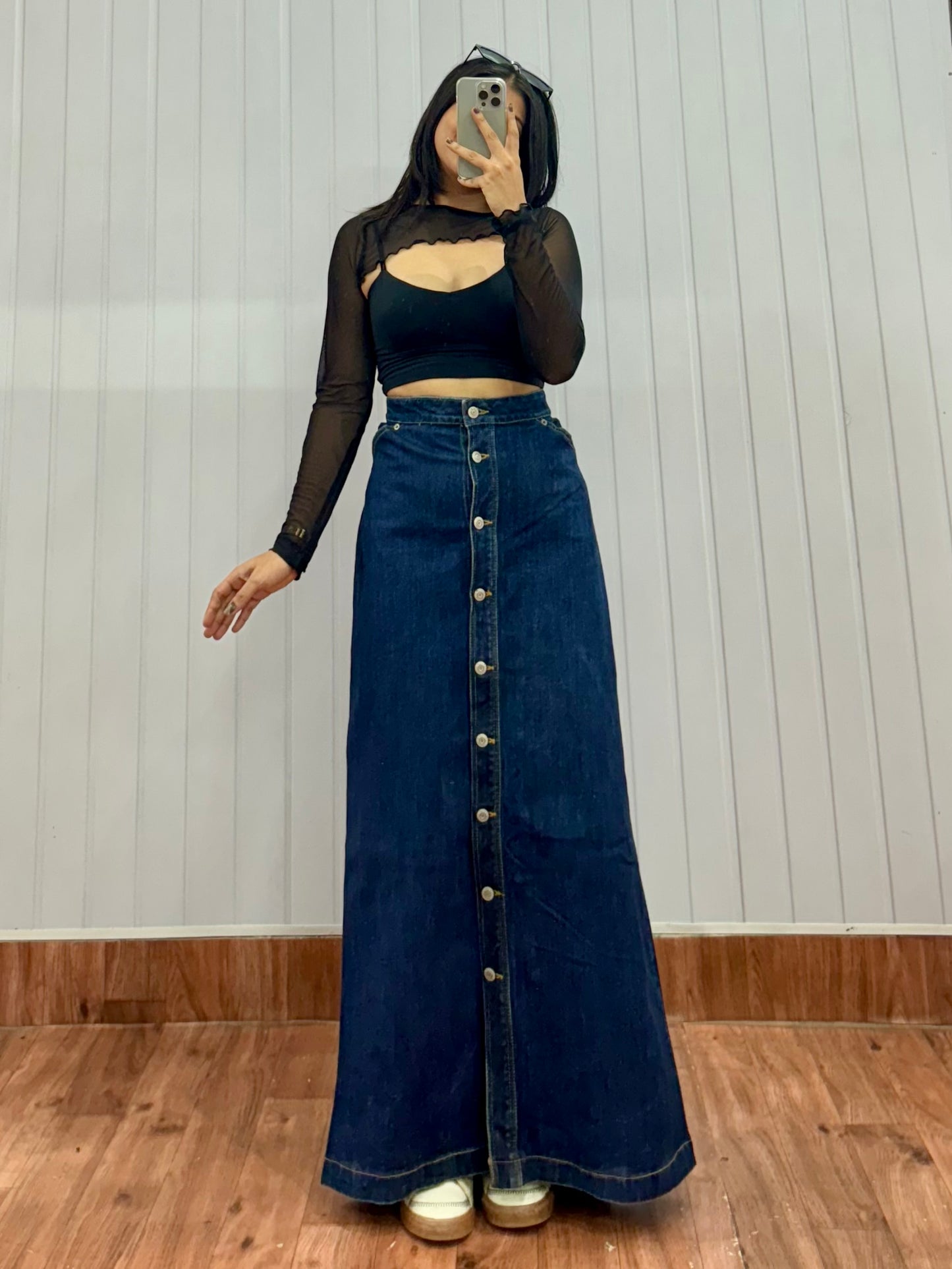 S20-34 Long Denim Skirt