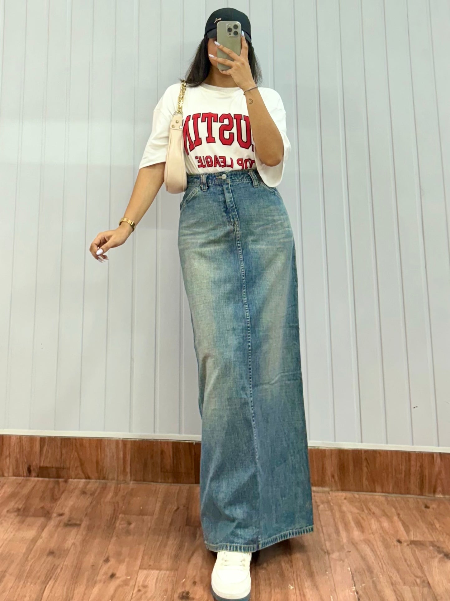 S50-32 Long Denim Skirt