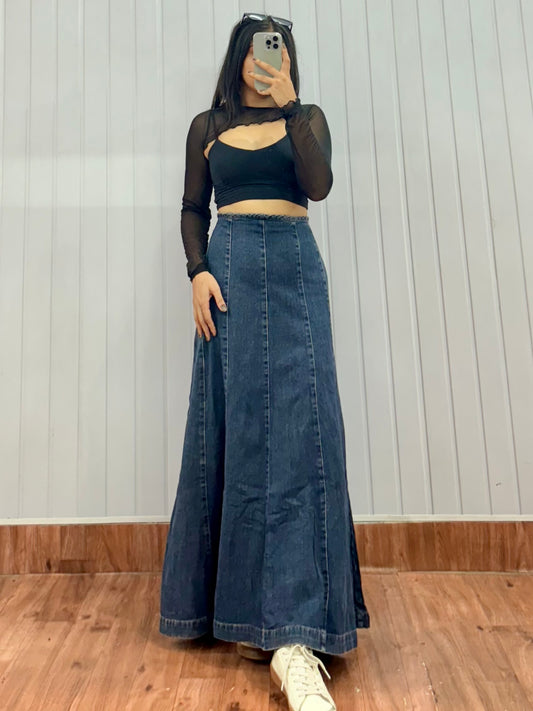 S15-36 Long Denim Skirt