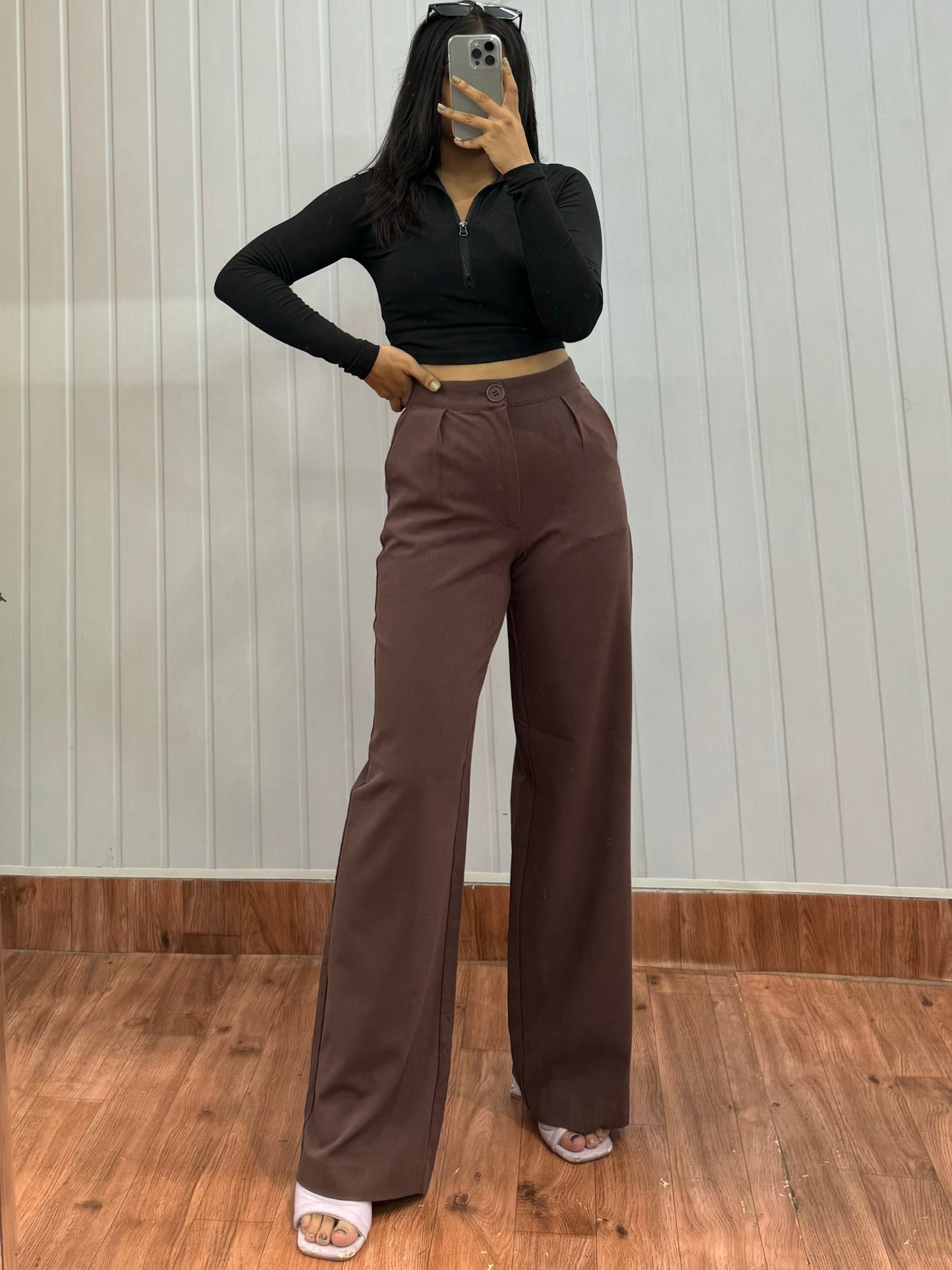 0810-28 cherry brown trousers