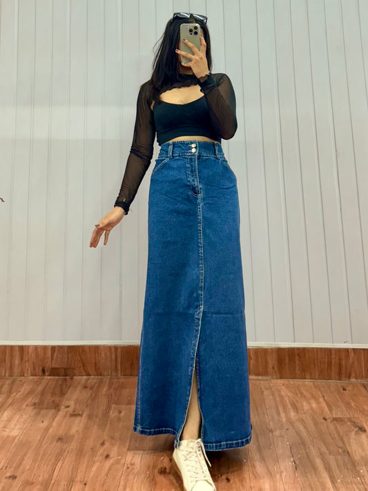 S07-32 Long Denim Skirt